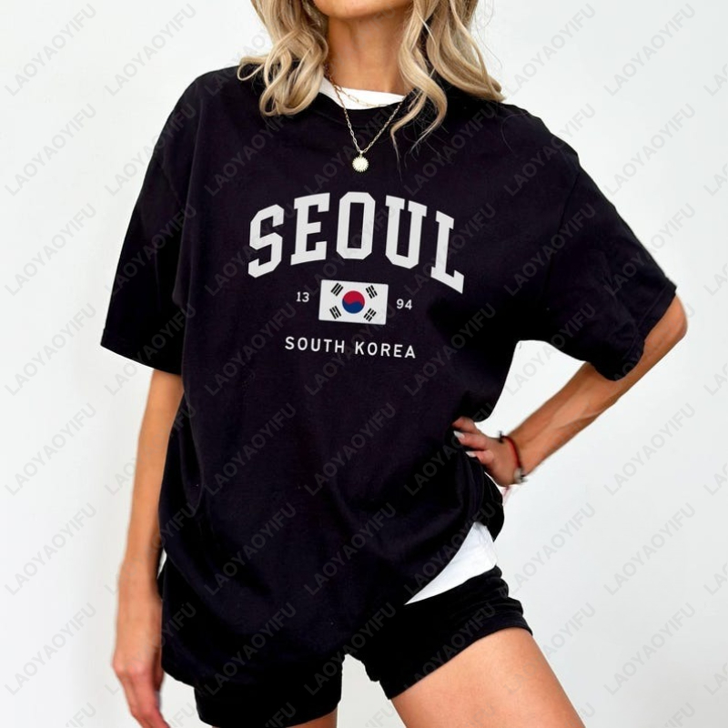 Street Fashion Of Seoul - Camisetas Unisex con bandera de Seúl