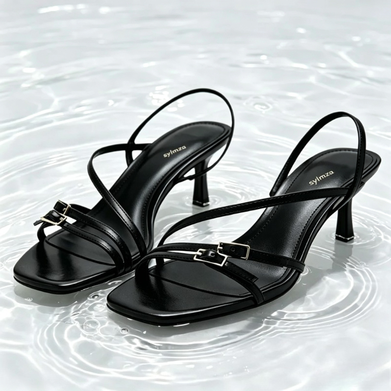 Street Fashion Shoes - Sandalias de tacón con detalle de