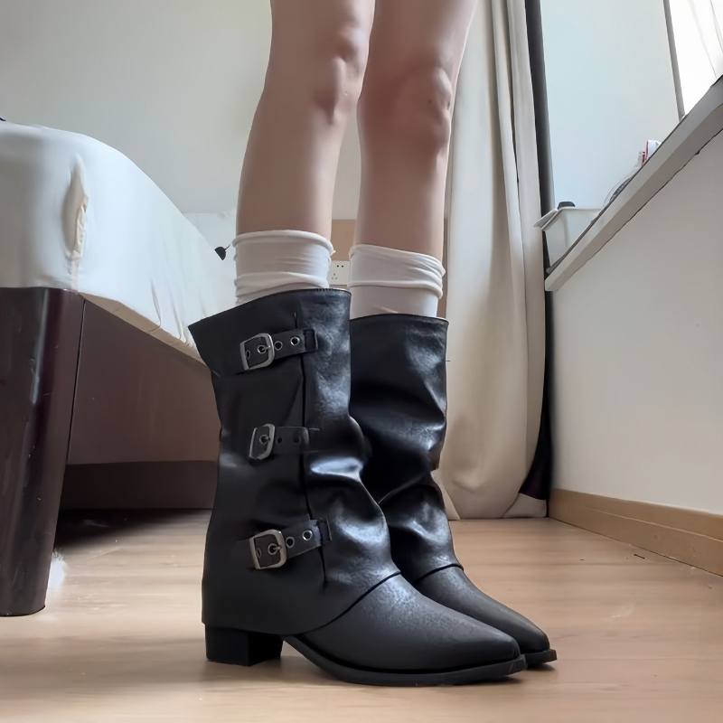 Street Fashion Youtube - Botines de tacón de bloque retro