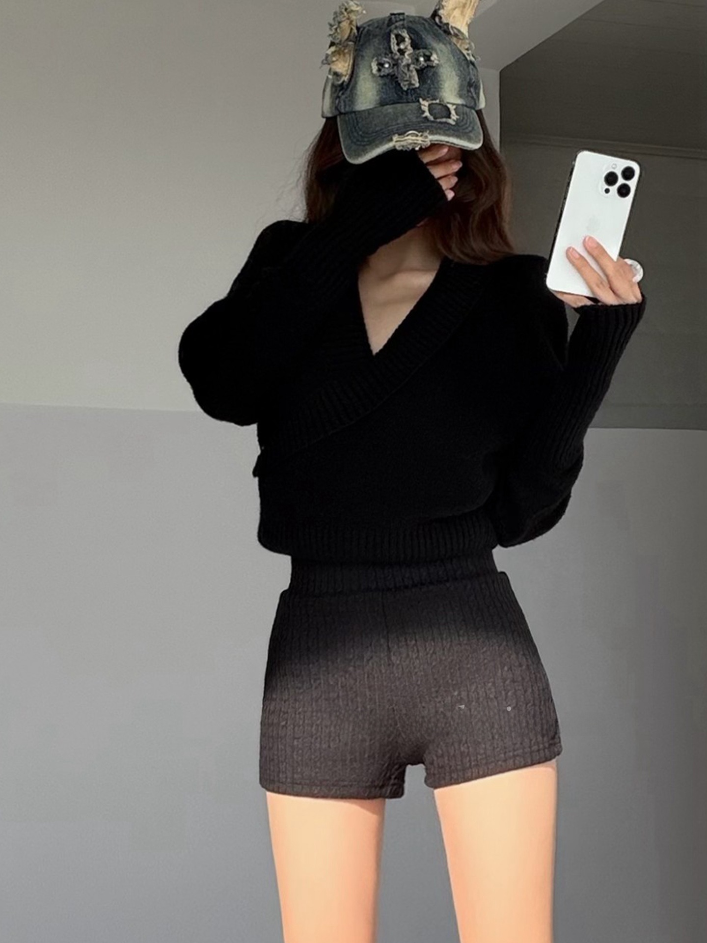 Shorts de punto de cintura alt - Street Fashion Of Seoul reseña y precio