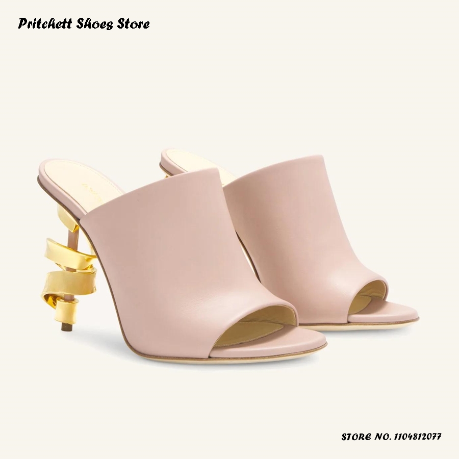Mules de cuero de tacón alto e - Street Fashion Rome 2025 reseña y precio