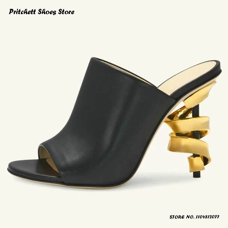 Mules de cuero de tacón alto e - Street Fashion Rome 2025 reseña y precio